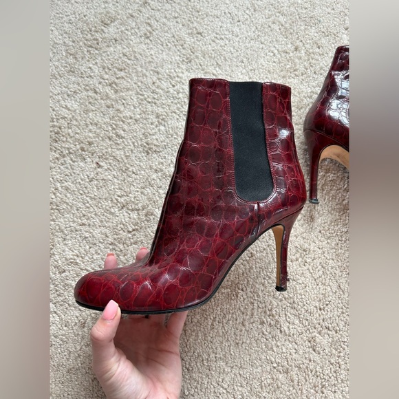 Kate Spade Katrina Burgundy Crocodile Alligator Boots - Picture 7 of 14